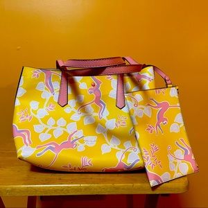 Brand new Kaye Spade tote with wallet. Jungle party collection